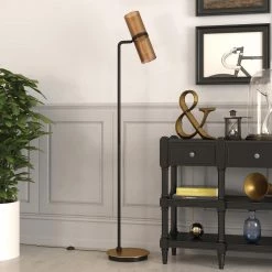 Zevon 62 in. Matte Black and Brass Floor Lamp by Meyer&Cross -Hot Sale HomeGlam Store blackened bronze meyer cross floor lamps fl0162 31 1000