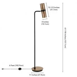 Zevon 62 in. Matte Black and Brass Floor Lamp by Meyer&Cross -Hot Sale HomeGlam Store blackened bronze meyer cross floor lamps fl0162 44 1000