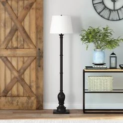 Minnie 68 in. Farmhouse Blackened Bronze Lamp with Empire Shade by Meyer&Cross -Hot Sale HomeGlam Store blackened bronze meyer cross floor lamps fl0367 c3 1000