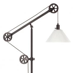 Descartes 70 in. Blackened Bronze Floor Lamp with Milk Glass Shade and Pulley System by Meyer&Cross 17 Descartes 70 in. Blackened Bronze Floor Lamp with Milk Glass Shade and Pulley System by Meyer&Cross -Hot Sale HomeGlam Store blackened bronze meyer cross floor lamps fl0409 1f 1000