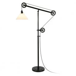 Descartes 70 in. Blackened Bronze Floor Lamp with Milk Glass Shade and Pulley System by Meyer&Cross 16 Descartes 70 in. Blackened Bronze Floor Lamp with Milk Glass Shade and Pulley System by Meyer&Cross -Hot Sale HomeGlam Store blackened bronze meyer cross floor lamps fl0409 4f 1000