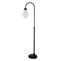 Sara 70 in. Blackened Bronze Floor Lamp with White Milk Glass Shade by Meyer&Cross