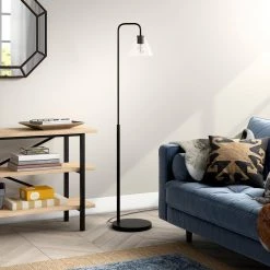 Henderson 62 in. Blackened Bronze Arc Floor Lamp with Clear Glass Shade by Meyer&Cross -Hot Sale HomeGlam Store blackened bronze meyer cross floor lamps fl0774 31 1000