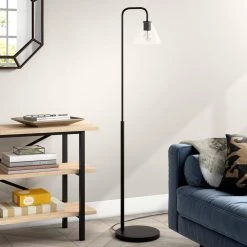 Henderson 62 in. Blackened Bronze Arc Floor Lamp with Clear Glass Shade by Meyer&Cross -Hot Sale HomeGlam Store blackened bronze meyer cross floor lamps fl0774 4f 1000
