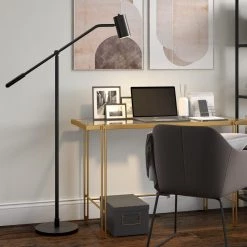 Willis 60 in. Blackened Bronze Pharmacy Floor Lamp with Boom Arm by Meyer&Cross -Hot Sale HomeGlam Store blackened bronze meyer cross floor lamps fl0884 1f 1000
