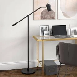 Willis 60 in. Blackened Bronze Pharmacy Floor Lamp with Boom Arm by Meyer&Cross -Hot Sale HomeGlam Store blackened bronze meyer cross floor lamps fl0884 4f 1000
