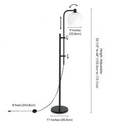 Antho 68 in. Height-Adjustable Blackened Bronze Floor Lamp with White Milk Glass Shade by Meyer&Cross -Hot Sale HomeGlam Store blackened bronze meyer cross floor lamps fl1081 76 1000