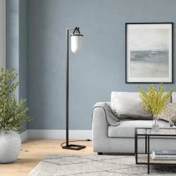 Shiloh 68 in. Blackened Bronze Floor Lamp with White Milk Glass Shade by Meyer&Cross -Hot Sale HomeGlam Store blackened bronze meyer cross floor lamps fl1116 1f 1000