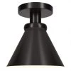 Zeno 8.5 in. Blackened Bronze/Blackened Bronze Semi-Flush Mount with Metal Shade by Meyer&Cross -Hot Sale HomeGlam Store blackened bronze meyer cross flush mount lights sf1644 64 1000