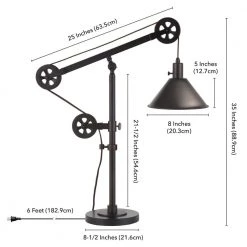 Descartes 29 in. Blackened Bronze Table Lamp with Pulley System table l by Meyer&Cross -Hot Sale HomeGlam Store blackened bronze meyer cross table lamps tl0103 1f 1000