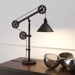 Descartes 29 in. Blackened Bronze Table Lamp with Pulley System table l by Meyer&Cross -Hot Sale HomeGlam Store blackened bronze meyer cross table lamps tl0103 31 1000