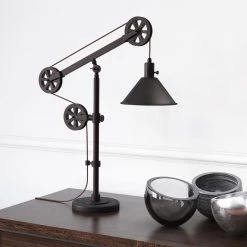 Descartes 29 in. Blackened Bronze Table Lamp with Pulley System table l by Meyer&Cross -Hot Sale HomeGlam Store blackened bronze meyer cross table lamps tl0103 c3 1000