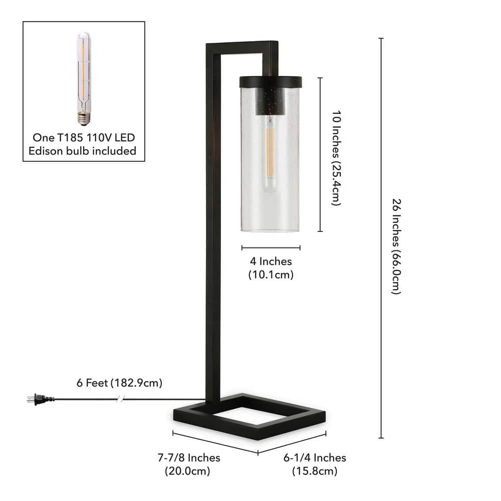 Malva 26 in. Blackened Bronze Table Lamp with Seeded Glass Shade by Meyer&Cross 8 Malva 26 in. Blackened Bronze Table Lamp with Seeded Glass Shade by Meyer&Cross - Image 6