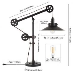 Descartes 29 in. Blackened Bronze Wide Brim Table Lamp with Pulley System by Meyer&Cross -Hot Sale HomeGlam Store blackened bronze meyer cross table lamps tl0156 44 1000
