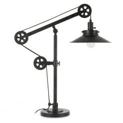 Descartes 29 in. Blackened Bronze Wide Brim Table Lamp with Pulley System by Meyer&Cross