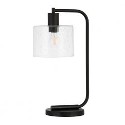 Cadmus 20-1/2 in. Blackened Bronze Table Lamp with Seeded Glass Shade by Meyer&Cross