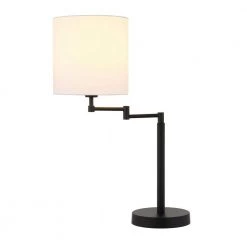 Moby 25-/12 in. Blackened Bronze Swing Arm Table Lamp with Drum Shade by Meyer&Cross -Hot Sale HomeGlam Store blackened bronze meyer cross table lamps tl0481 1f 1000