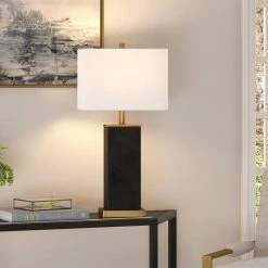 Tamara 25.50 in. Blackened Bronze Hand-Painted Table Lamp with Brass Accents by Meyer&Cross -Hot Sale HomeGlam Store blackened bronze meyer cross table lamps tl0536 1f 1000