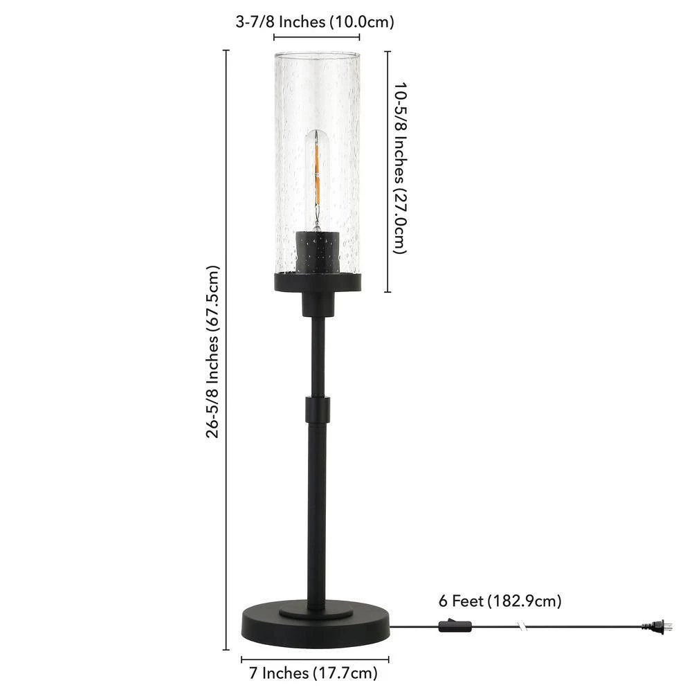 Frieda 26.68 in. Blackened Bronze Table Lamp with Seeded Glass Shade by Meyer&Cross 7 Frieda 26.68 in. Blackened Bronze Table Lamp with Seeded Glass Shade by Meyer&Cross - Image 5