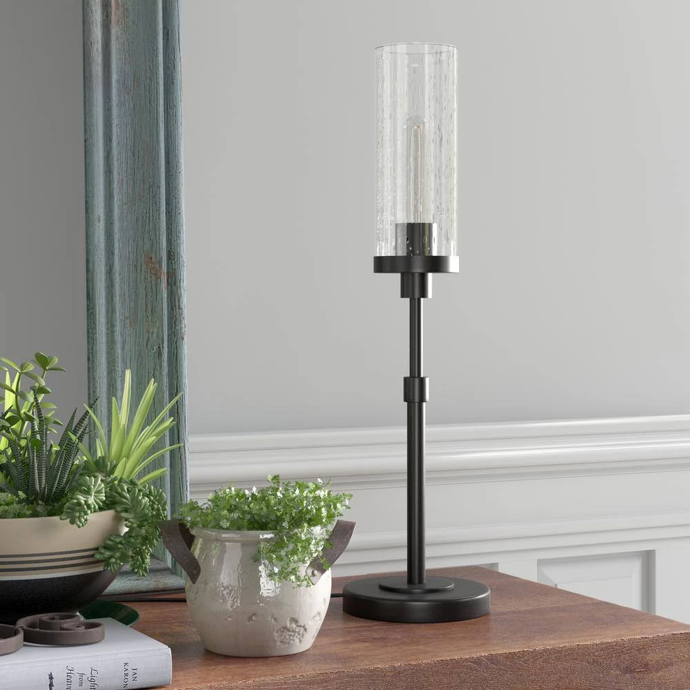 Frieda 26.68 in. Blackened Bronze Table Lamp with Seeded Glass Shade by Meyer&Cross 5 Frieda 26.68 in. Blackened Bronze Table Lamp with Seeded Glass Shade by Meyer&Cross - Image 3