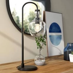 Verona 27 in. Blackened Bronze Arc Table Lamp with Seeded Glass Shade by Meyer&Cross -Hot Sale HomeGlam Store blackened bronze meyer cross table lamps tl0797 1f 1000
