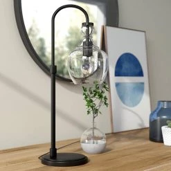 Verona 27 in. Blackened Bronze Arc Table Lamp with Seeded Glass Shade by Meyer&Cross -Hot Sale HomeGlam Store blackened bronze meyer cross table lamps tl0797 4f 1000