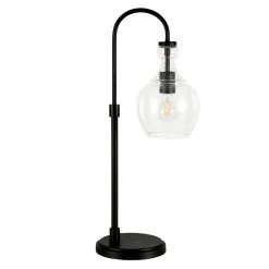 Verona 27 in. Blackened Bronze Arc Table Lamp with Seeded Glass Shade by Meyer&Cross
