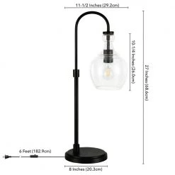 Verona 27 in. Blackened Bronze Arc Table Lamp with Seeded Glass Shade by Meyer&Cross -Hot Sale HomeGlam Store blackened bronze meyer cross table lamps tl0797 fa 1000