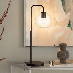 Harrison 27 in. Blackened Bronze Arc Table Lamp with Clear Glass Shade by Meyer&Cross -Hot Sale HomeGlam Store blackened bronze meyer cross table lamps tl1119 44 1000