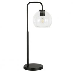 Harrison 27 in. Blackened Bronze Arc Table Lamp with Clear Glass Shade by Meyer&Cross