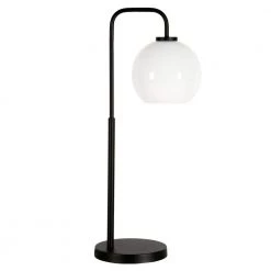 Harrison 27 in. Blackened Bronze Arc Table Lamp with White Milk Glass Shade by Meyer&Cross