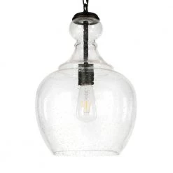 Verona 1-Light Blackened Bronze Pendant with Seeded Glass Shade by Meyer&Cross -Hot Sale HomeGlam Store blackened bronze with seeded glass shade meyer cross chandeliers pd0272 1f 1000