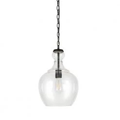 Verona 1-Light Blackened Bronze Pendant with Seeded Glass Shade by Meyer&Cross