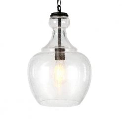 Verona 1-Light Blackened Bronze Pendant with Seeded Glass Shade by Meyer&Cross -Hot Sale HomeGlam Store blackened bronze with seeded glass shade meyer cross chandeliers pd0272 fa 1000