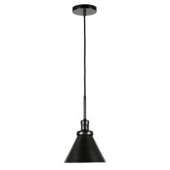 Zeno 1-Light Blackened Steel Pendant with Metal Shade by Meyer&Cross