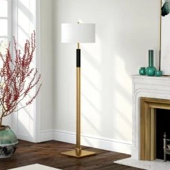 Teagan 62 in. Brass and Black Floor Lamp by Meyer&Cross -Hot Sale HomeGlam Store brass and black meyer cross floor lamps fl0729 4f 1000