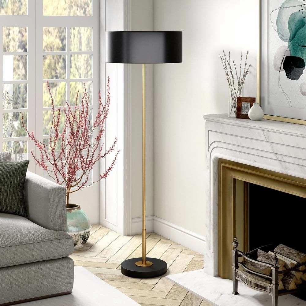 Hoffman 62.75 in. 2-Tone Brass and Blackened Bronze Floor Lamp with Metal Shade by Meyer&Cross 9 Hoffman 62.75 in. 2-Tone Brass and Blackened Bronze Floor Lamp with Metal Shade by Meyer&Cross - Image 7