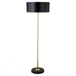 Hoffman 62.75 in. 2-Tone Brass and Blackened Bronze Floor Lamp with Metal Shade by Meyer&Cross