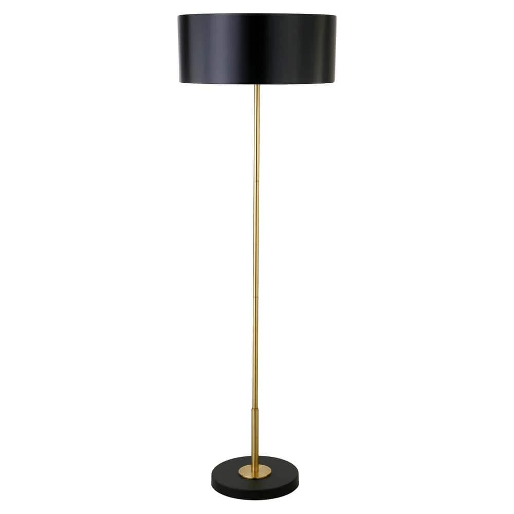 Hoffman 62.75 in. 2-Tone Brass and Blackened Bronze Floor Lamp with Metal Shade by Meyer&Cross 3 Hoffman 62.75 in. 2-Tone Brass and Blackened Bronze Floor Lamp with Metal Shade by Meyer&Cross