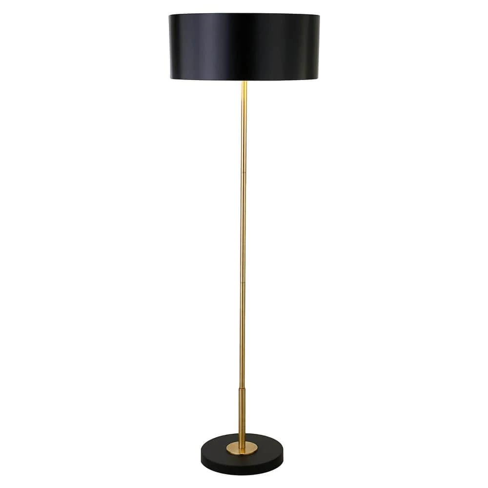 Hoffman 62.75 in. 2-Tone Brass and Blackened Bronze Floor Lamp with Metal Shade by Meyer&Cross 4 Hoffman 62.75 in. 2-Tone Brass and Blackened Bronze Floor Lamp with Metal Shade by Meyer&Cross - Image 2