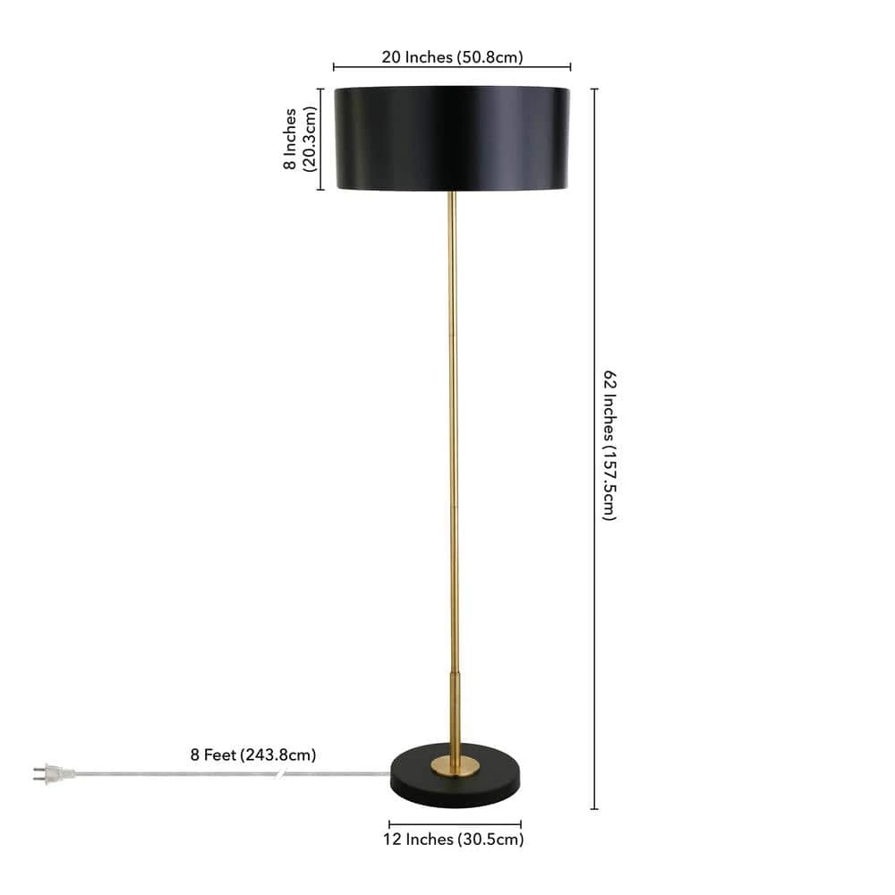 Hoffman 62.75 in. 2-Tone Brass and Blackened Bronze Floor Lamp with Metal Shade by Meyer&Cross 8 Hoffman 62.75 in. 2-Tone Brass and Blackened Bronze Floor Lamp with Metal Shade by Meyer&Cross - Image 6