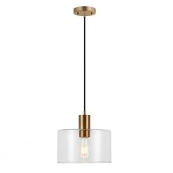 Henri 1-Light Hand-Blown Glass Pendant with Brass Accents by Meyer&Cross
