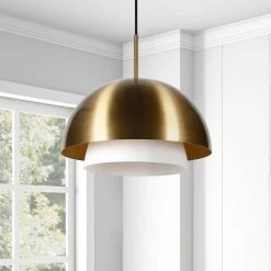 Rhett Brass Metal and White Frosted Glass Pendant by Meyer&Cross -Hot Sale HomeGlam Store brass meyer cross chandeliers pd0326 c3 1000