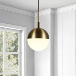 Orb 1-Light Small Globe Brass and Frosted Glass Pendant by Meyer&Cross 13 Orb 1-Light Small Globe Brass and Frosted Glass Pendant by Meyer&Cross -Hot Sale HomeGlam Store brass meyer cross chandeliers pd0332 1f 1000