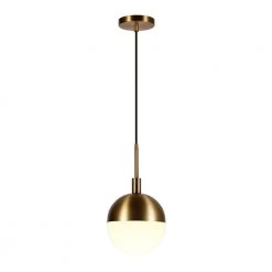 Orb 1-Light Small Globe Brass and Frosted Glass Pendant by Meyer&Cross 12 Orb 1-Light Small Globe Brass and Frosted Glass Pendant by Meyer&Cross -Hot Sale HomeGlam Store brass meyer cross chandeliers pd0332 4f 1000