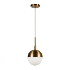 Orb 1-Light Small Globe Brass and Frosted Glass Pendant by Meyer&Cross