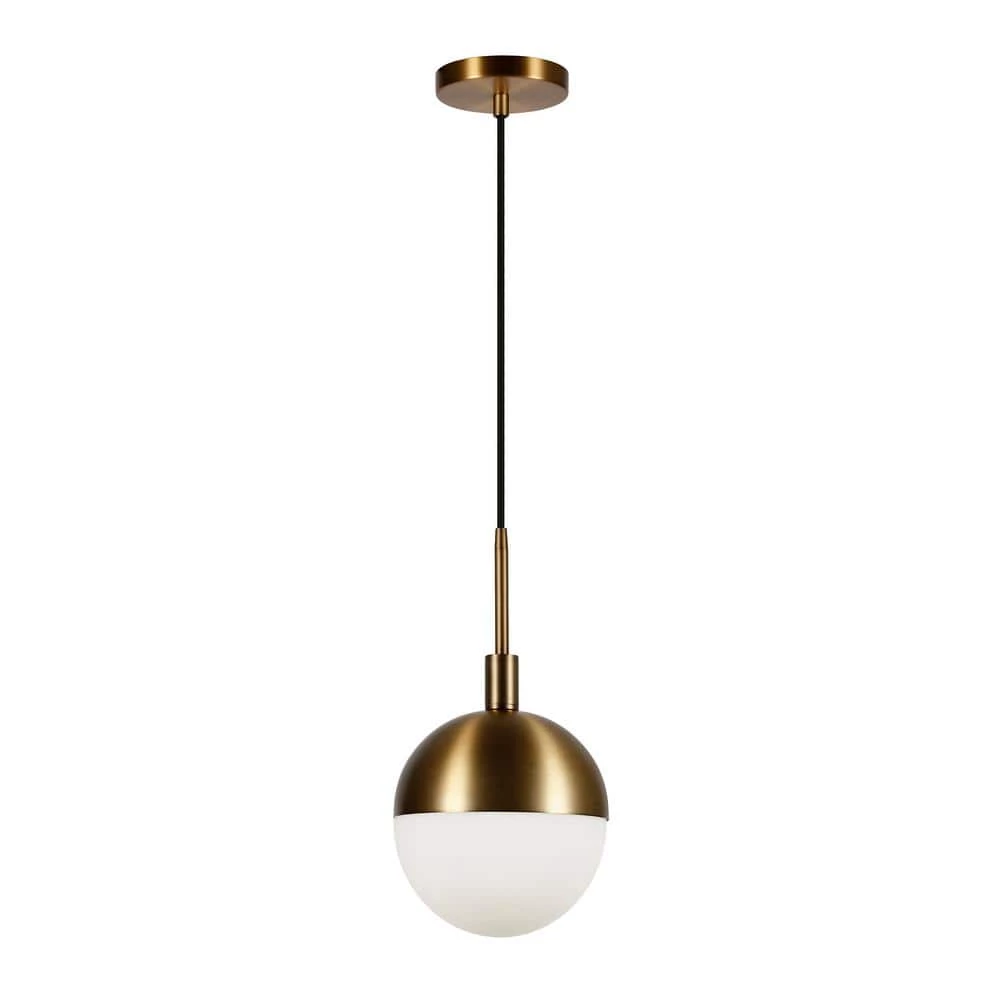 Orb 1-Light Small Globe Brass and Frosted Glass Pendant by Meyer&Cross 3 Orb 1-Light Small Globe Brass and Frosted Glass Pendant by Meyer&Cross