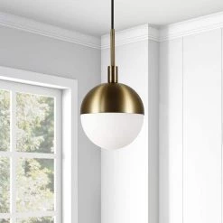 Orb 1-Light Small Globe Brass and Frosted Glass Pendant by Meyer&Cross 11 Orb 1-Light Small Globe Brass and Frosted Glass Pendant by Meyer&Cross -Hot Sale HomeGlam Store brass meyer cross chandeliers pd0332 c3 1000