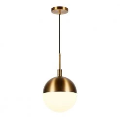 Orb 1-Light Large Globe Brass and Frosted Glass Pendant by Meyer&Cross -Hot Sale HomeGlam Store brass meyer cross chandeliers pd0333 4f 1000