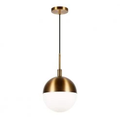 Orb 1-Light Large Globe Brass and Frosted Glass Pendant by Meyer&Cross